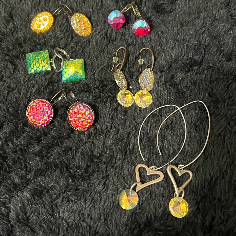 Colorful Crystal Earrings QTY 6